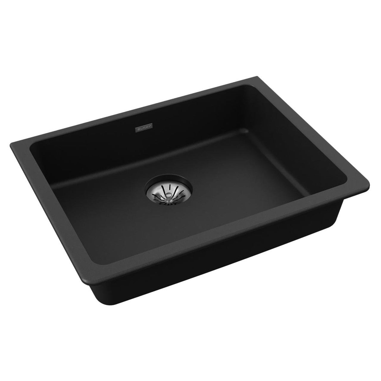 Elkay Quartz Classic® 25" x 18-1/2" x 5-1/2" Single Bowl Undermount ADA Sink with Perfect Drain® Black ELGUAD2519PDBKO