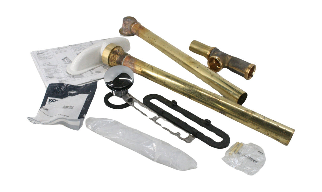 Kohler Clearflo 1-1/2" Toe-Tap Tub Drain Kit - with Brass Slotted Overflow Vibrant Brushed Moderne Brass K-7271-2MB