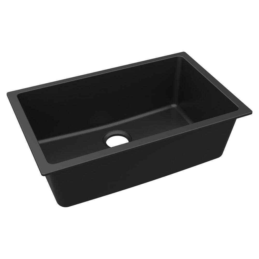Elkay Quartz Classic 33" Undermount Single Basin Quartz Composite Kitchen Sink Black ELGRU13322BKO