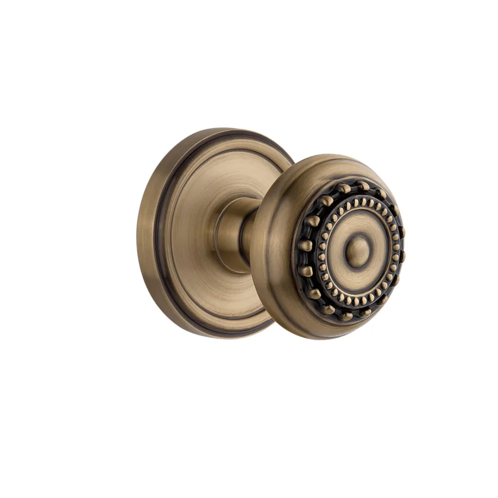 Grandeur GEOPAR Georgetown Plate Privacy with Parthenon Knob Vintage Brass 822504 G810 GEOPAR VB