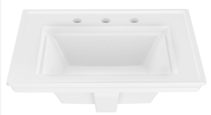 American Standard Town Square S 24" Rectangular Fireclay Drop In Bathroom Sink with Overflow and 3 Faucet Holes at 8" Centers White 1203008.020