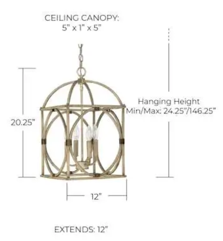 Capital Lighting 4 Light 12" Wide Taper Candle Pendant French Oak 4521FO