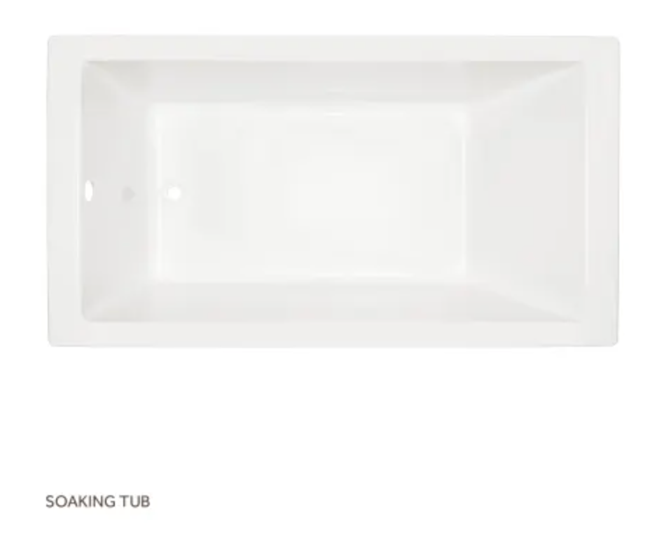 Signature Hardware Sitka 60" x 32" Drop In Acrylic Soaking Tub with Reversible Drain and Overflow White SHSKS6032WH