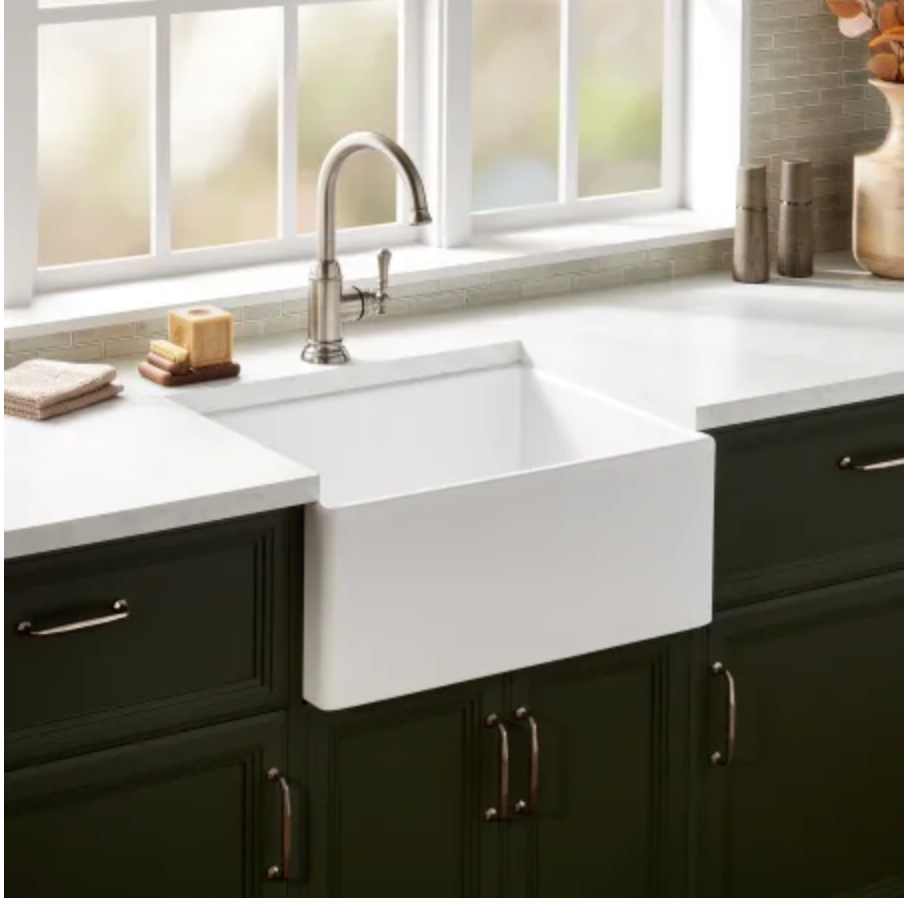 Signature Hardware Rowena 24" Farmhouse Single Basin Fireclay Kitchen Sink White SHF2418WH