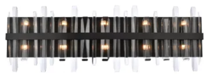 Elegant Lighting Serena 10 Light 36" Wide Vanity Light with Clear Crystal Accents Black 2200W36BK