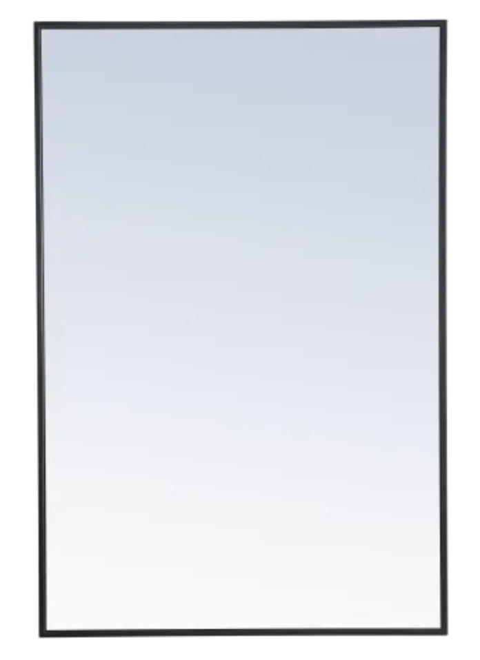 Elegant Lighting Eternity 42" W x 28" H Traditional Rectangular Framed Bathroom Wall Mirror Black MR4077BK