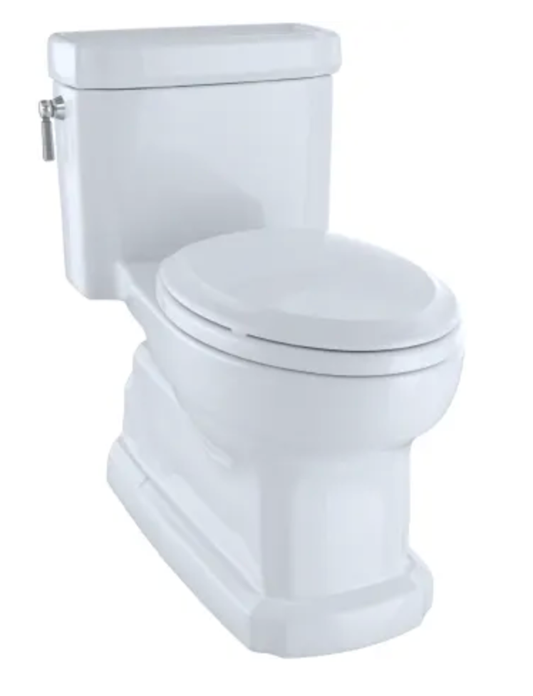 TOTO Guinevere 1.28 GPF One Piece Elongated Chair Height Toilet with Tornado Flush, CEFIONTECT Glaze, and Left Hand Lever - Soft Close Seat Included Cotton MS974224CEFG#01