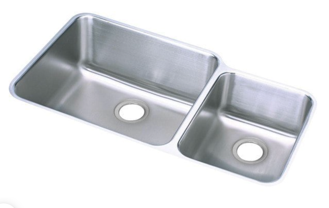 Elkay ELUH3520R Lustertone 35-1/4 L x 20-1/2 W x 9-7/8 D Double Bowl Undermount Kitchen Sink ELUH3520R