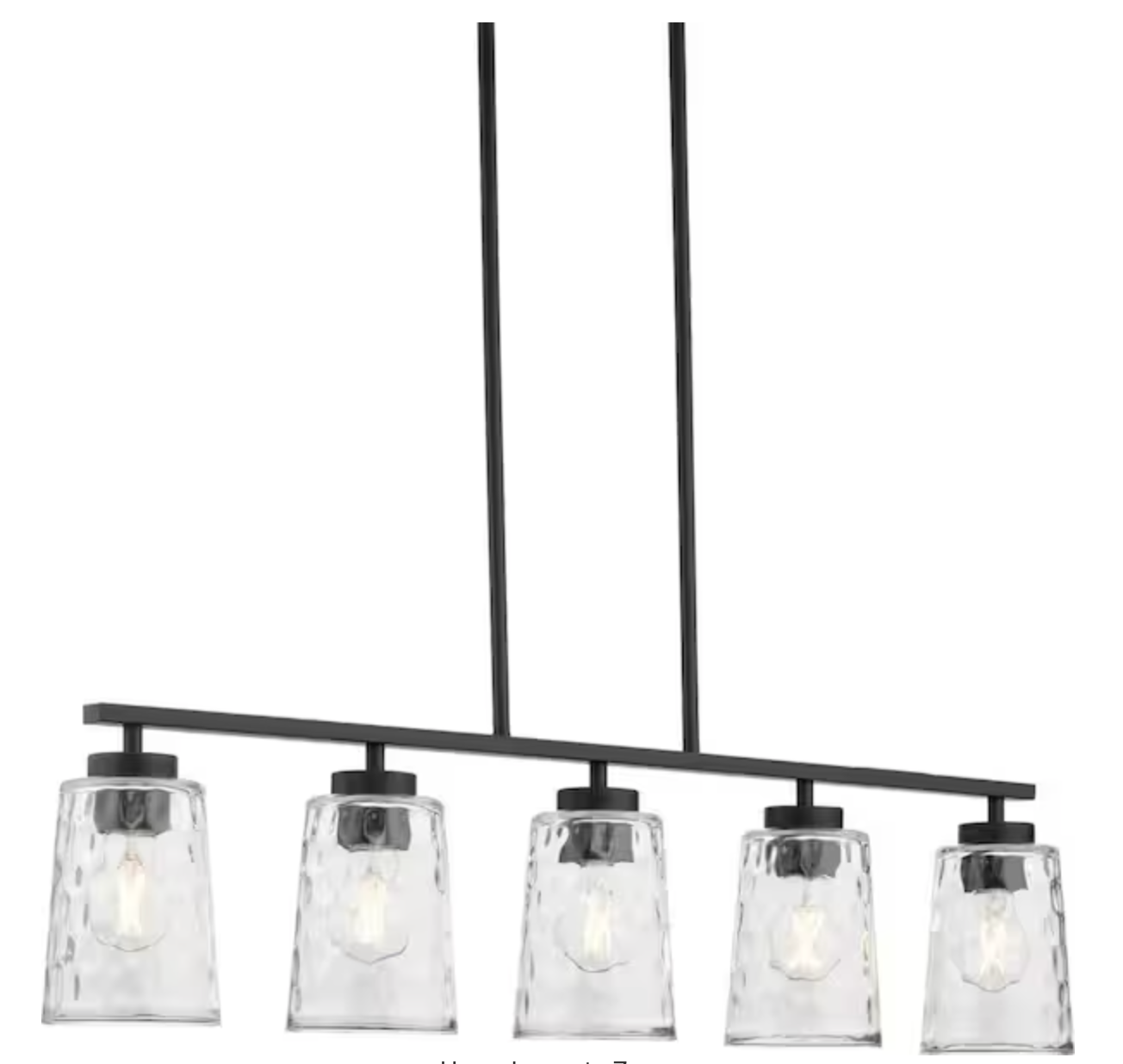 Progress Lighting Mauzy Collection 5-Light Matte Black Transitional Linear Chandelier with Clear Water Glass Shade for Dining Room P400424-31M