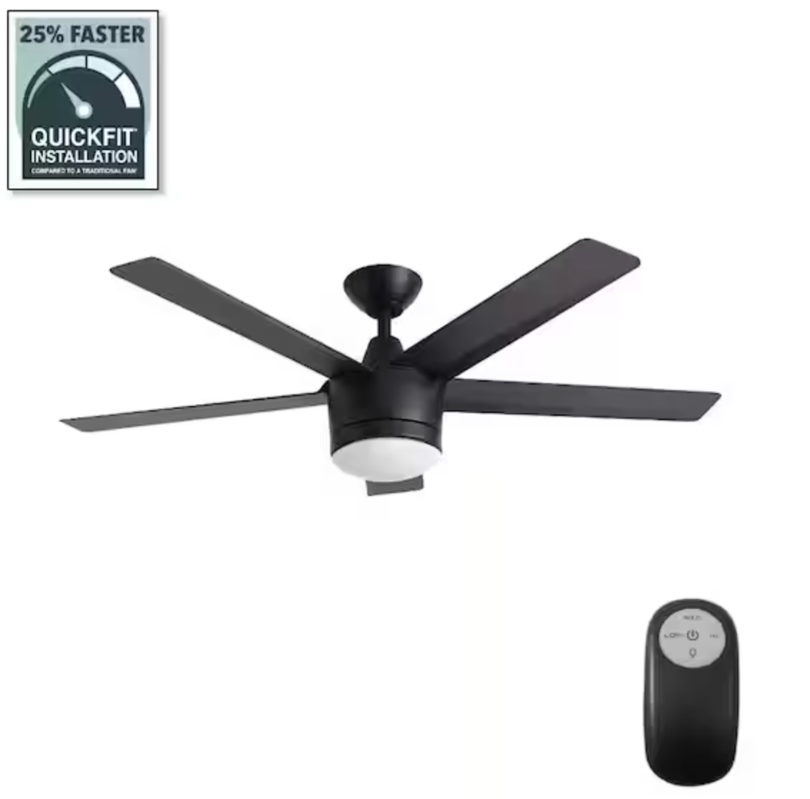 Merwry 52 in. Integrated LED Indoor Matte Black Ceiling Fan with Light Kit and Remote Control SW1422MBK