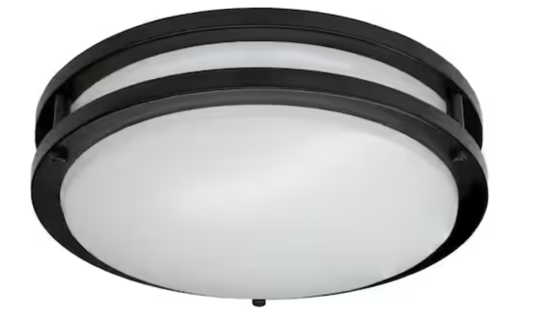Commercial Electric 15 in. Matte Black Orbit LED Flush Mount Ceiling Light Night Light 1600 Lumens Adjust Color Temperatures 564451111