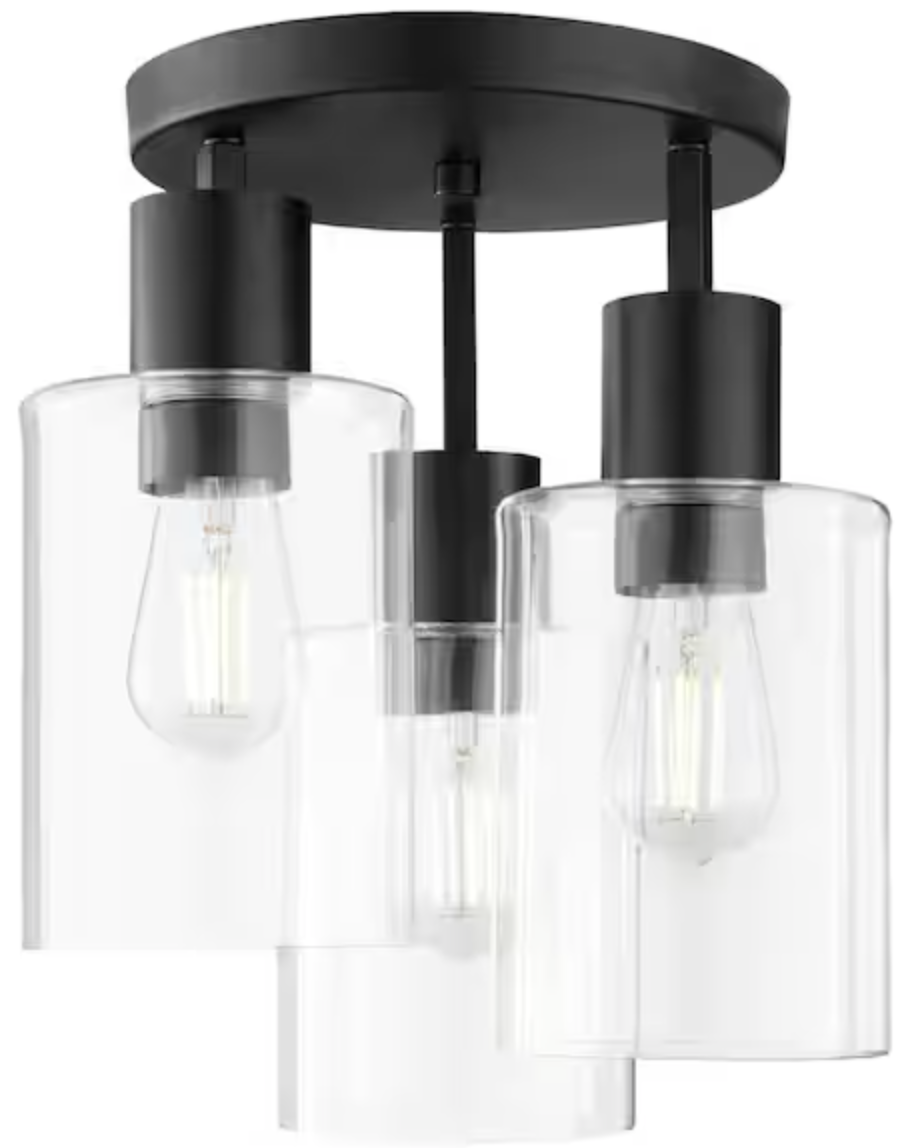Sutton Place 14 in. 3-Light Matte Black Flush Mount, Farmhouse Ceiling Light 60676