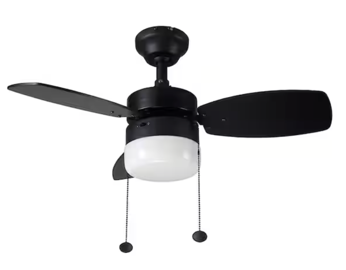 Triplicity 30 in. Indoor LED Matte Black Ceiling Fan with Light DB30TMB-LP