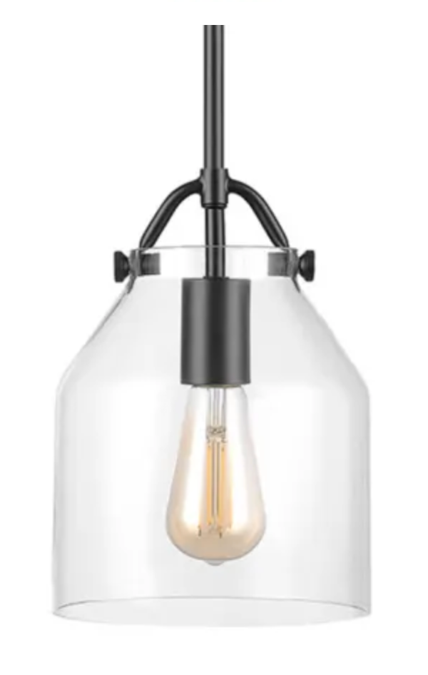 Globe Electric Helm 7" Wide Mini Pendant with Clear Glass Shade Matte Black 91006004