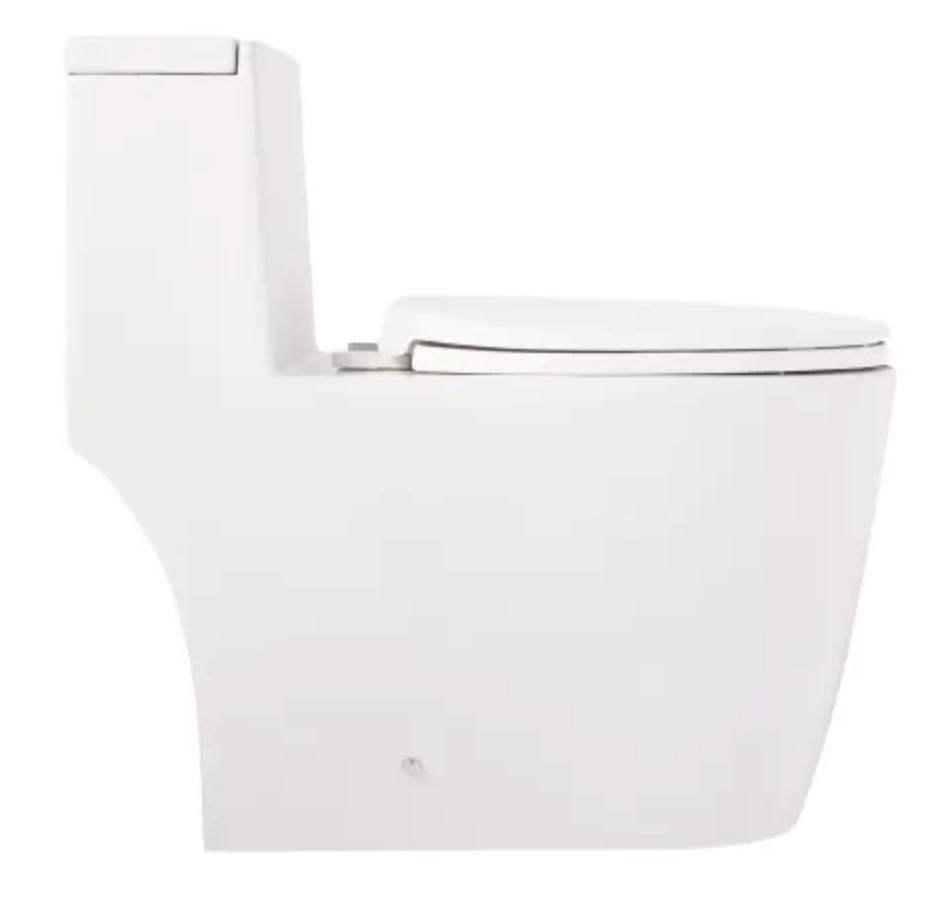 Signature Hardware Sitka 1.28 GPF One Piece Elongated Skirted Chair Height Toilet - Seat Included - Standard White Seat SHSK241SWH SHSK241SWH