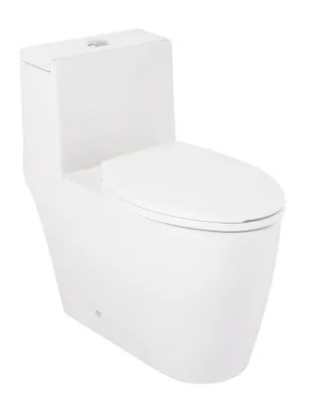 Signature Hardware Sitka 1.28 GPF One Piece Elongated Skirted Chair Height Toilet - Seat Included - Standard White Seat SHSK241SWH SHSK241SWH