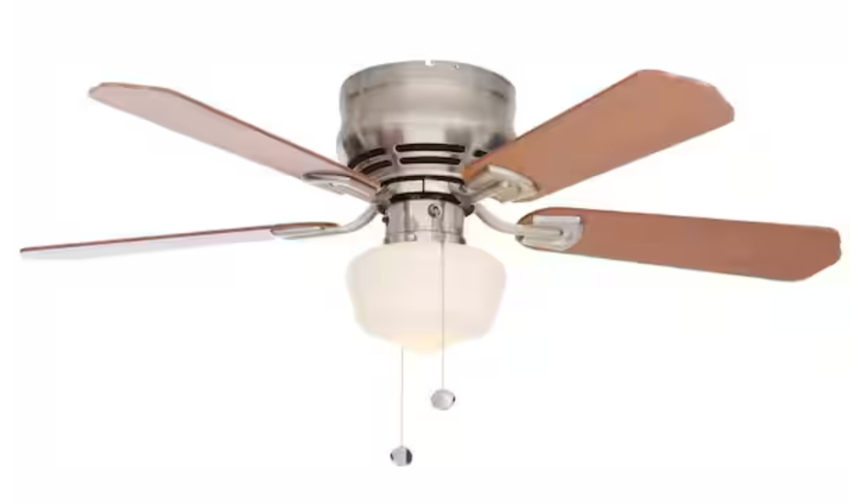 Hampton Bay Middleton 42 in. LED Indoor Brushed Nickel Ceiling Fan with Light Kit UE42V-NI-SHB