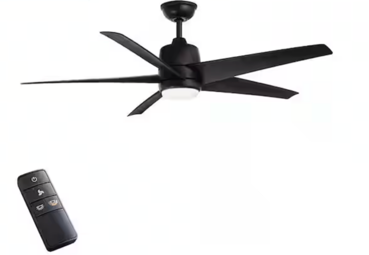 Hampton Bay Mena 54 in. White Color Changing Integrated LED Indoor/Outdoor Matte Black Ceiling Fan with Light Kit and Remote Control 99919