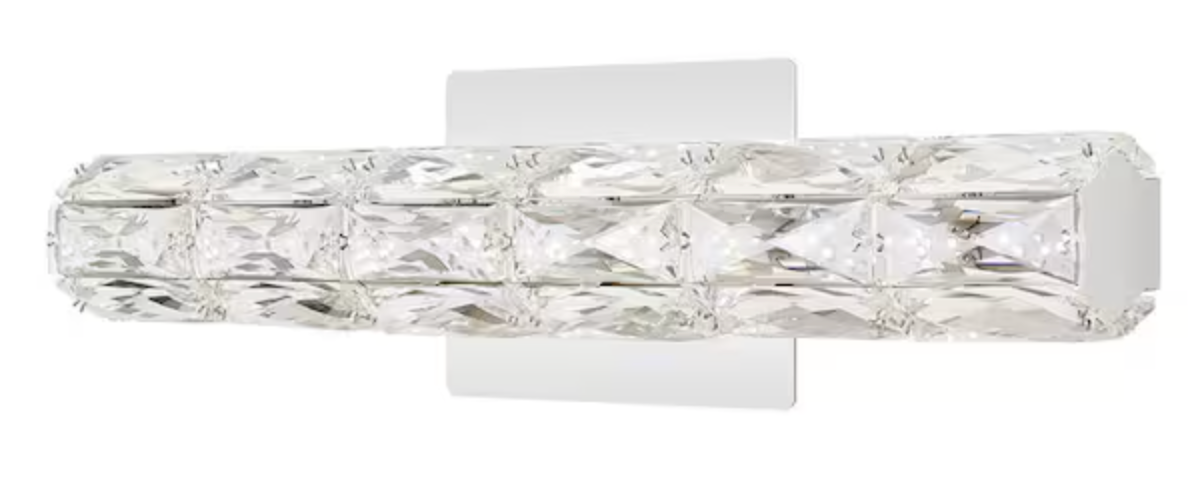 Home Decorators Collection Keighley 18 in. Integrated LED Chrome Bathroom Vanity Light Fixture with Crystal Shade 4151-NDM-18