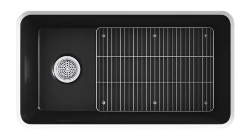 Kohler Cairn 33-1/2" Undermount Single Bowl Neoroc Granite Composite Kitchen Sink with Bottom Sink Rack Matte Black K-8206-CM1