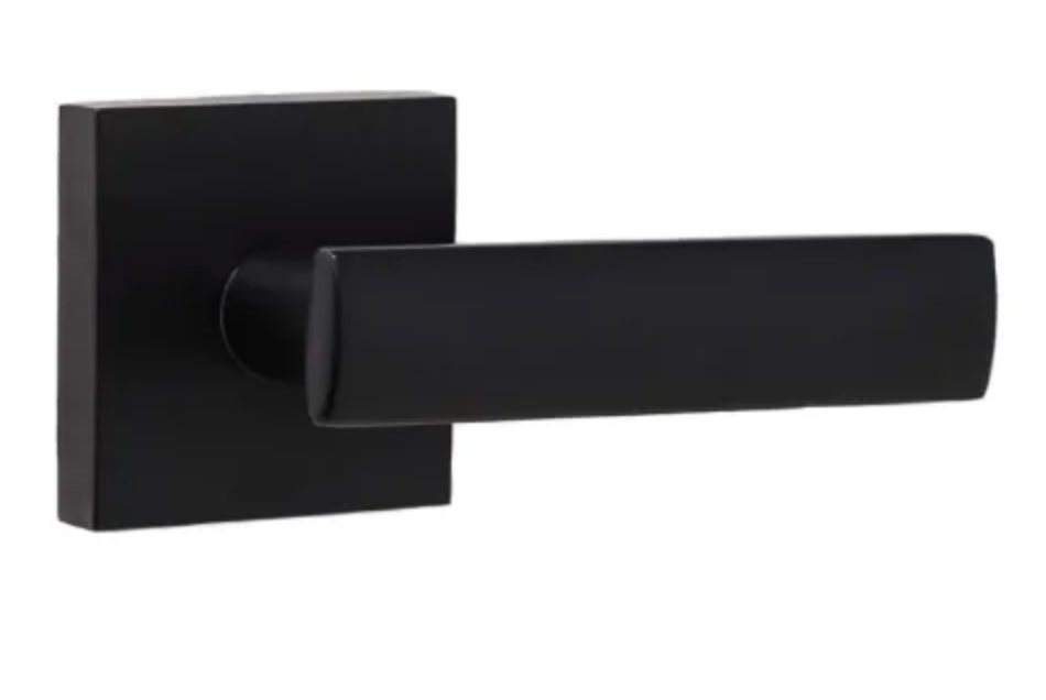 Weslock Utica Passage Door Lever Set with Square Rose from the Transitional Collection Matte Black 007003232FR20