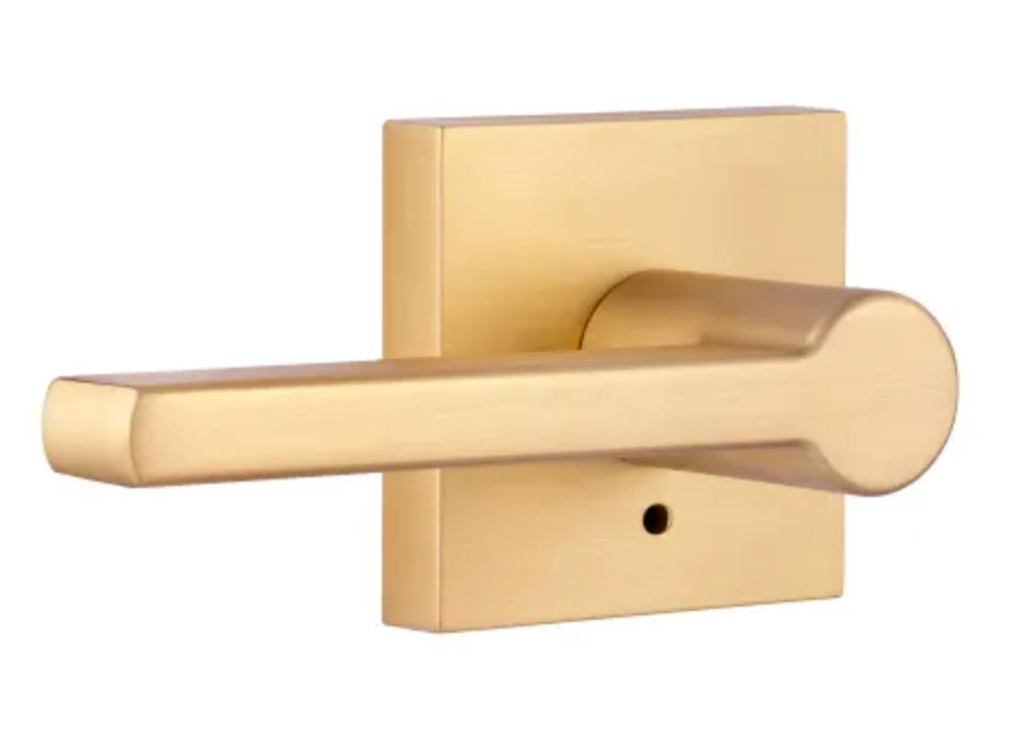 Miseno Lorton Flat Bar Privacy Door Lever Set Satin Brass HLK2203CB