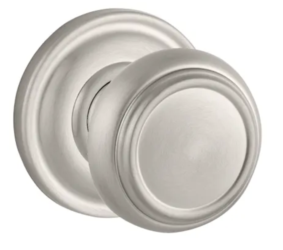 Baldwin Traditional Privacy Door Knob with Round Rose Satin Nickel PVTRATRR150