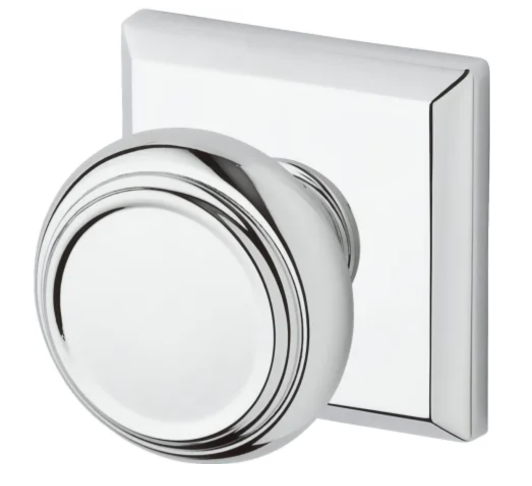 Baldwin Traditional Privacy Door Knob with Square Rose Polished Chrome PVTRATSR260