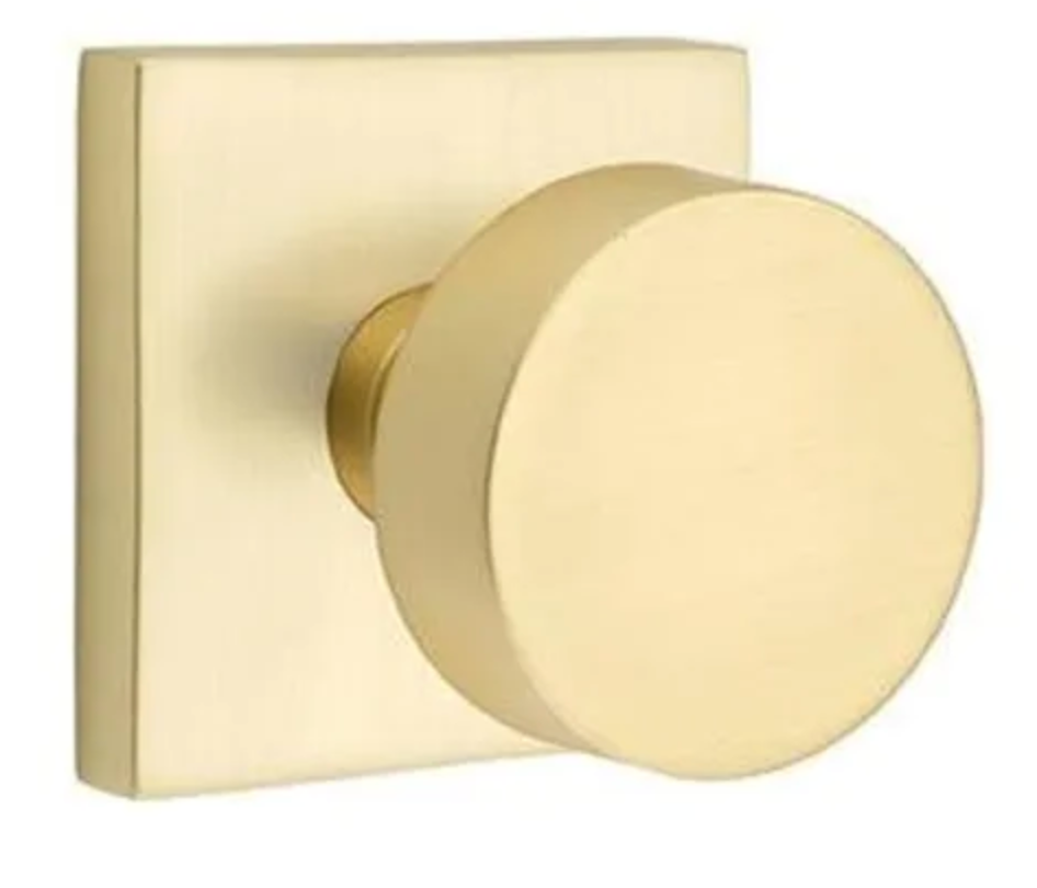 Emtek Round Knobset Passage Door Knob Set with Square Rose Satin Brass 5110ROUUS4