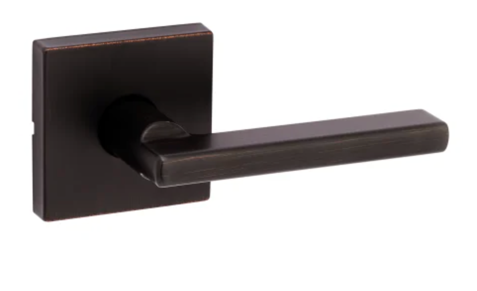 Kwikset Montreal Passage Door Lever Set with Square Rose Venetian Bronze 720MRLSQT-11P
