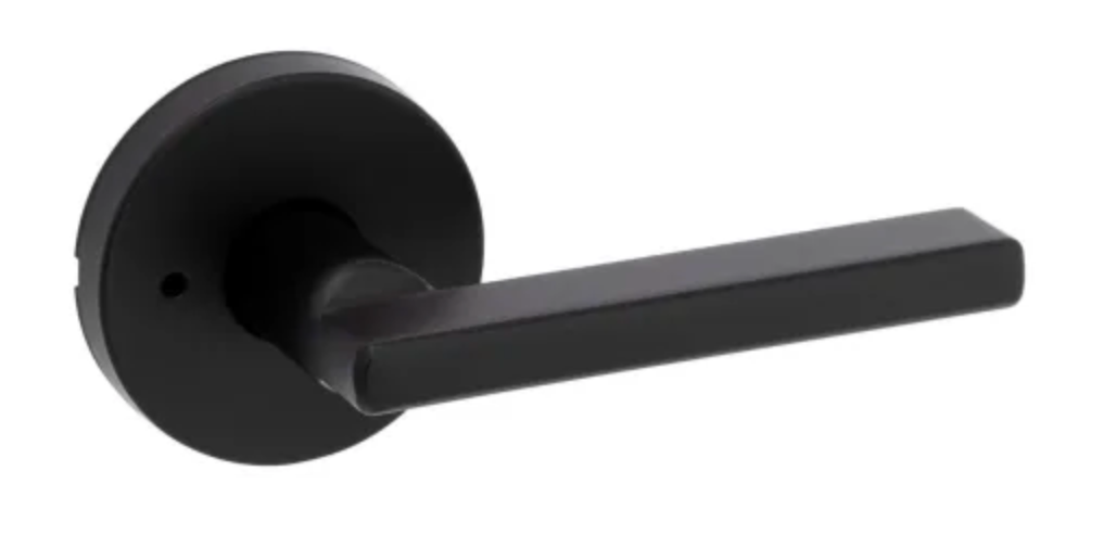Kwikset Halifax Privacy Door Lever Set with Round Rose Matte Black 730HFLRDT-514