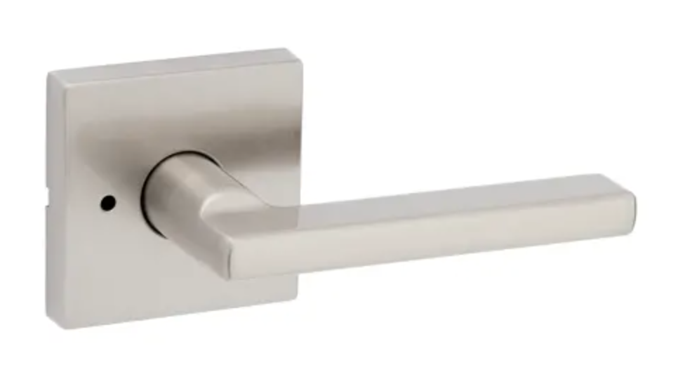 Kwikset Halifax Privacy Door Lever Set with Square Rose Satin Nickel 730HFLSQT-15