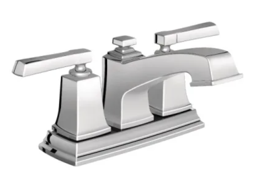 Moen Boardwalk Centerset Bathroom Faucet with Metal Pop-Up Drain Assembly Chrome 6010