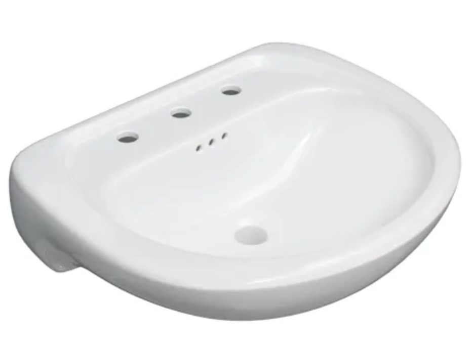 PROFLO Lisbon Valley 24" Oval Vitreous China Pedestal Bathroom Sink with Overflow and 3 Faucet Holes at 4" Centers White PF4008WH