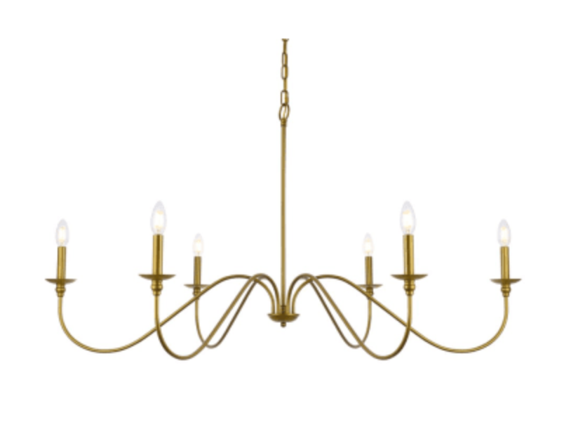 Elegant Lighting Rohan 6 Light 48" Wide Taper Candle Style Chandelier Brass LD5056D48BR