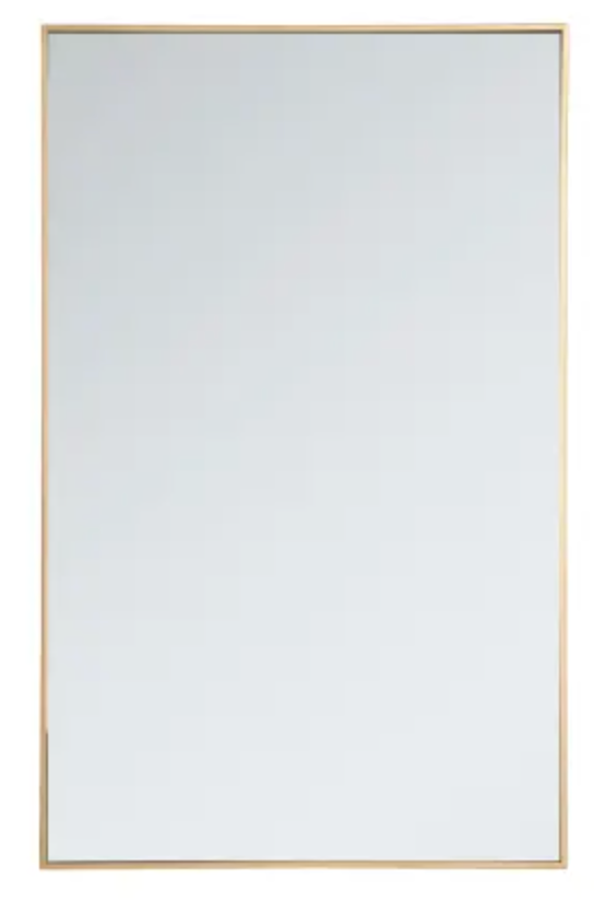 Elegant Lighting Monet 30" W x 48" H Contemporary Rectangular Metal Framed Bathroom Wall Mirror Brass MR43048BR