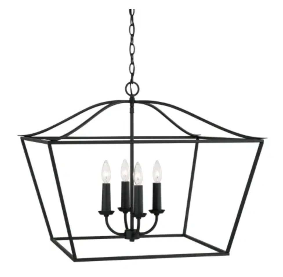 Capital Lighting Grady 4 Light 28" Wide Taper Candle Pendant Black Iron 350641BI