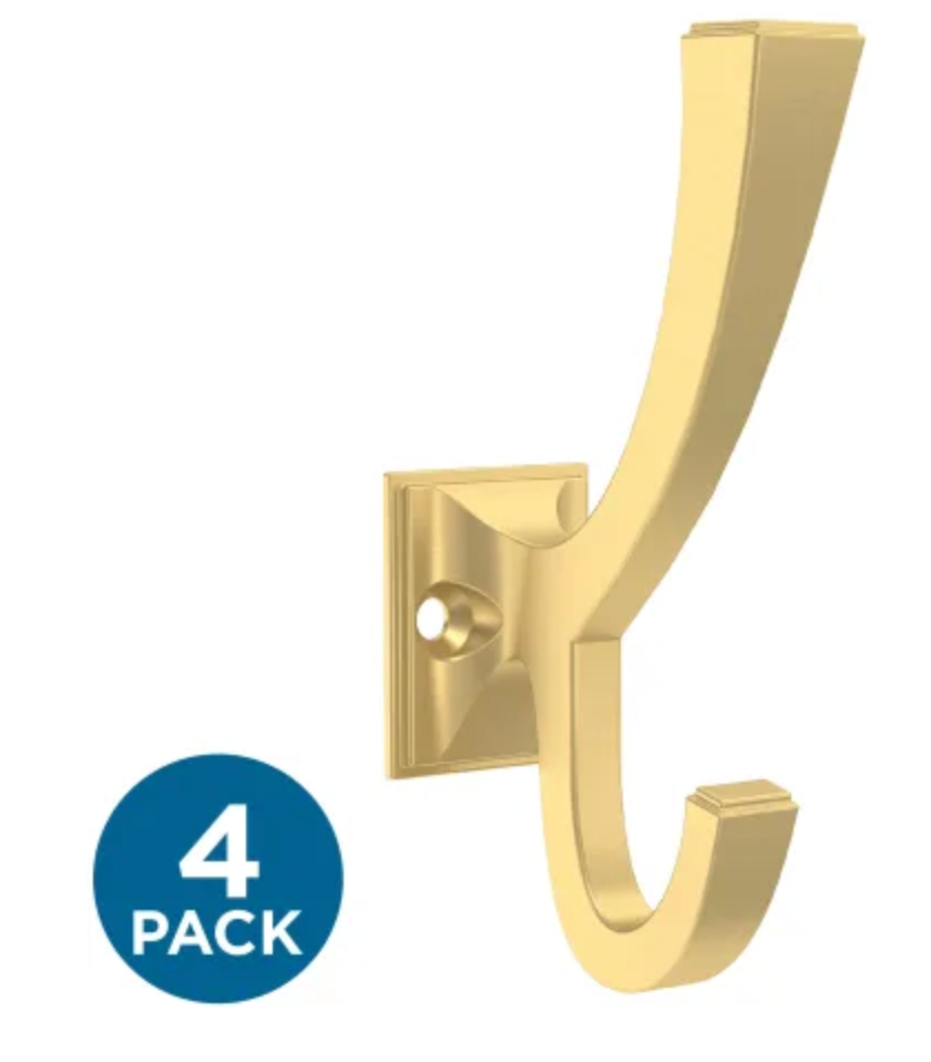 Franklin Brass Classic Edge 1 Inch Wide Coat and Hat Hook - Pack of 4 Modern Gold B47250K-117-C