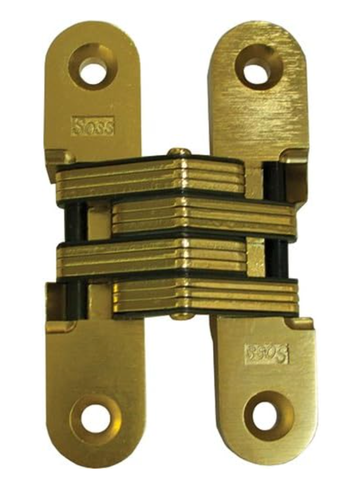 Soss Invisible Medium Duty Door Hinge with 180° Degree Opening Angle - Single Hinge Satin Brass 208US4
