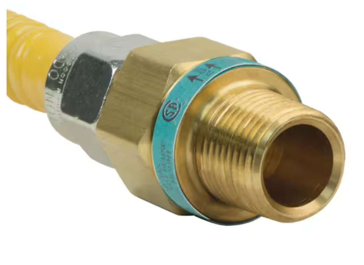 BrassCraft 1/2 in. MIP x 1/2 in. MIP x 36 in. Gas Connector (1/2 in. OD) w/Safety+Plus2 Thermal Excess Flow Valve (71,100 BTU) CSSD64TE-36