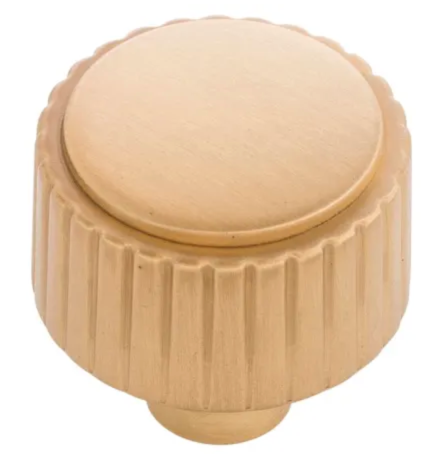 Belwith Keeler Sinclaire 1-1/4" Cylindrical Ridged Cabinet Knob / Drawer Knob Brushed Golden Brass B076883-BGB