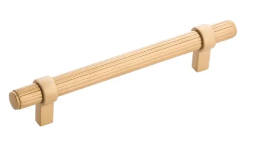 Belwith Keeler Sinclaire 5-1/16" Center to Center Ridged Bar Cabinet Handle / Drawer Bar Pull Brushed Golden Brass B076890-BGB