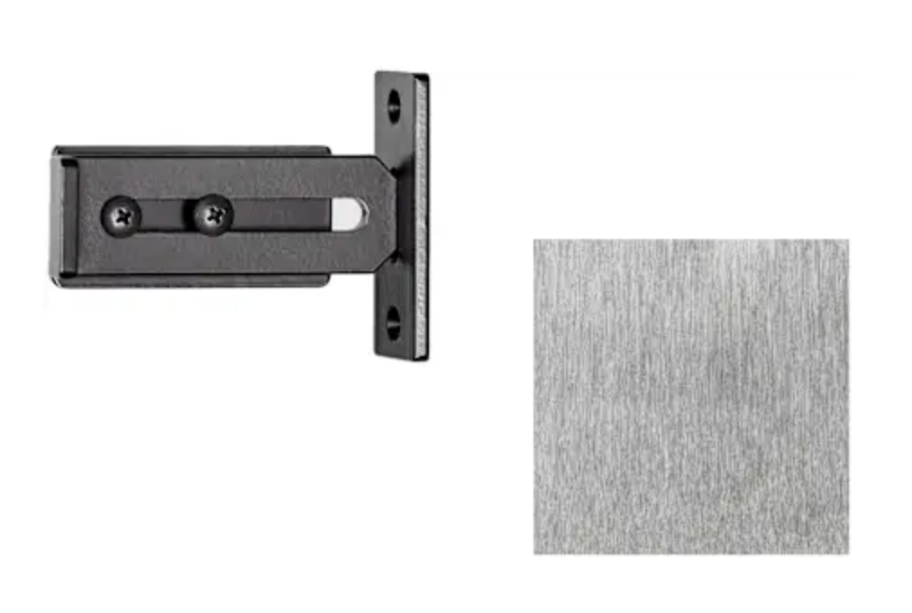 Leatherneck Hardware 4 Inch Sliding Privacy Lock for Sliding Barn Door Hardware from the Flat Track Collection Brushed Nickel 0121-9087