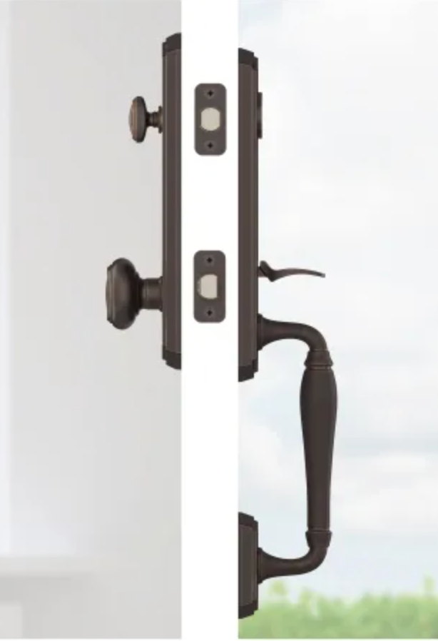 Baldwin New Hampshire One Piece Single Cylinder Keyed Entry Handleset with Interior Traditional Knob and Emergency Egress Function Venetian Bronze EENEWxTRATAE112