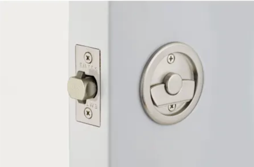 Emtek Round Tubular 2-1/2" Privacy Pocket Door Lock Satin Nickel 2145US15