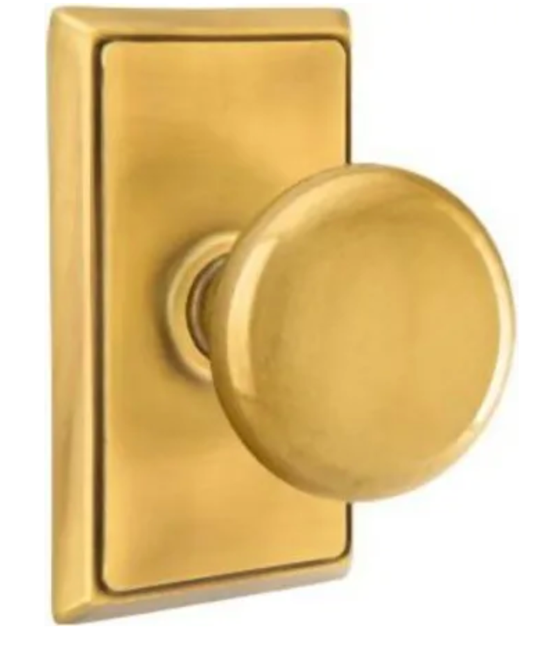 Emtek Providence Passage Door Knob Set with Rectangular Rose from the Brass Classic Collection French Antique 8121PUS7