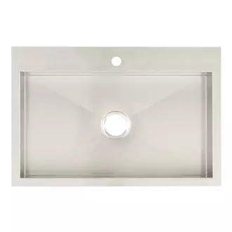 Signature Hardware Sitka 33" Drop In / Undermount Single Basin Stainless Steel Kitchen Sink with Single Faucet Hole