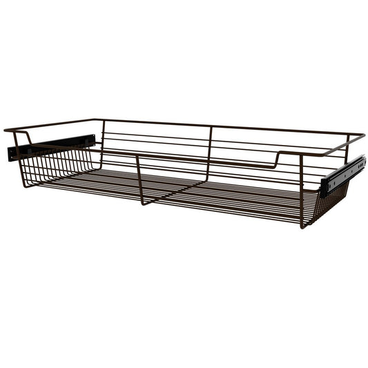 Rev-A-Shelf Sidelines Classic 30"W x 14"D x 5"H Pull Out Slide Out Closet Basket Organizer for Custom Closet Systems Bronze CBSL-301405BZ-1