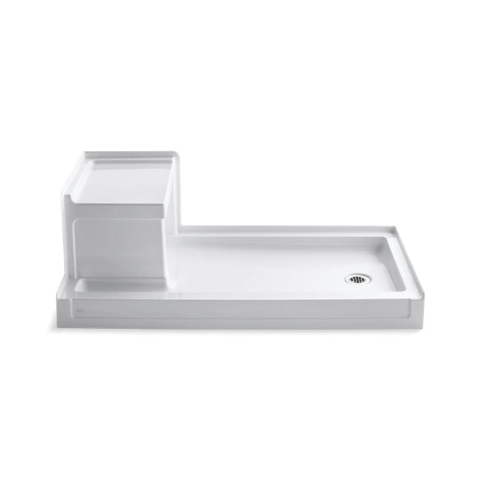 Kohler Tresham 60" x 32" Single Threshold Shower Base with Right Drain and Built-In Seat White 1976-0