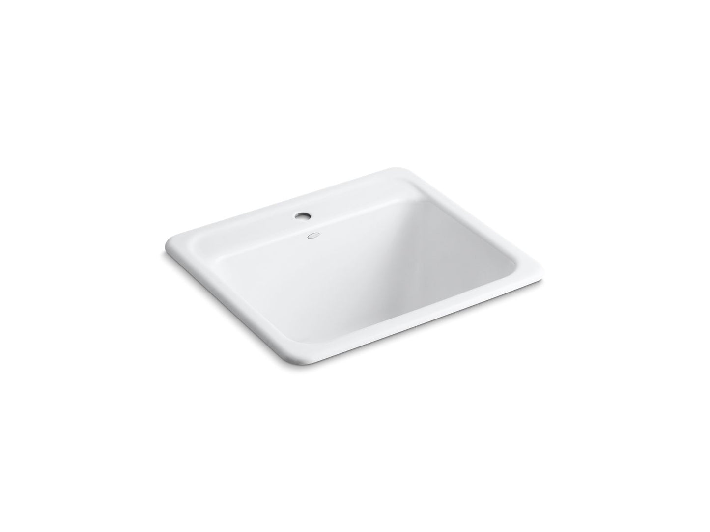 Kohler Glen Falls 25" Single Basin Undermount or Drop In Cast Iron Utility Sink with Single Faucet Hole White K-19017-1-0